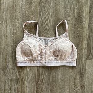 Soma Light Pink & Tan Geo Mesh Scoop Neck Bralette Size Large